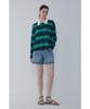 Bobeu Stripe Pattern Collared Pullover_Green 7156250001