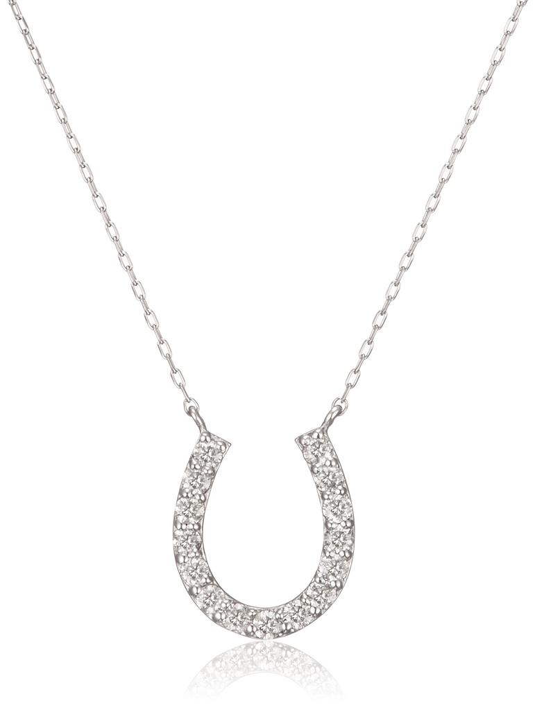 D Collection Diamond Platinum Pt900 Horseshoe Necklace for Women 0.2ct