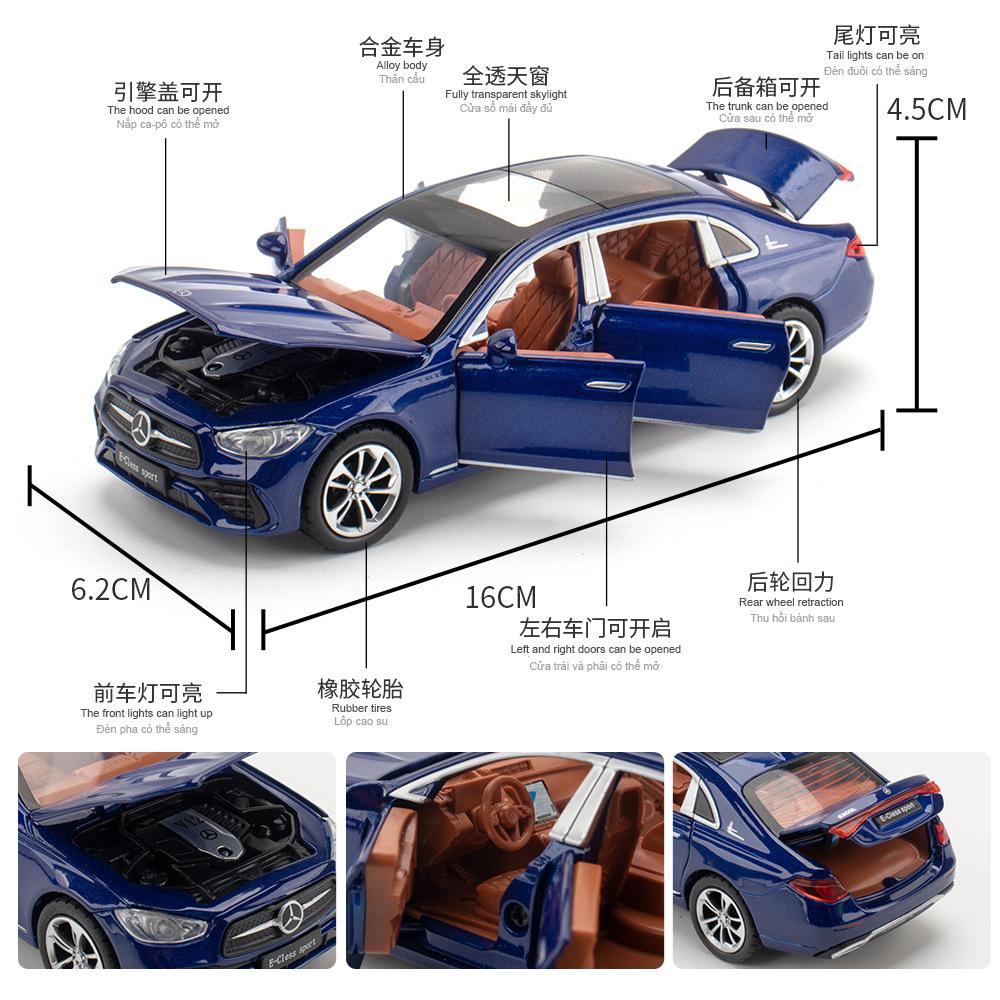 RNV4 1:32 Mercedes-Benz E300L Toy Car Model Diecast Alloy Metal Miniature Sound & Light Pull Back Collection Gift For Boy Kids A614