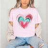 2026 New Girl's Colorful Love Printed Cotton Adult and Children's Couple T-shirt Summer Fashion Loose Sports Daily Short Sleeve