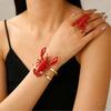 2Pcs Women Bracelet Ring 3D Simulated Crayfish Decor Bracelet Opening Adjustable Finger Band Jewelry Gift