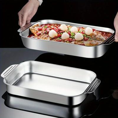 Bandeja de Horneado Profunda Sartén para Asar de Acero Inoxidable Bandejas para Asar Antiadherentes Accesorios para Horno Herramientas para Hornear Accesorios de Cocina
