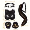 Halloween Cosplay Beast Claw Plush Gloves Fox Ears Animal Ears Tail Set Mask Accessories Costume Party Outfit For Women Adults