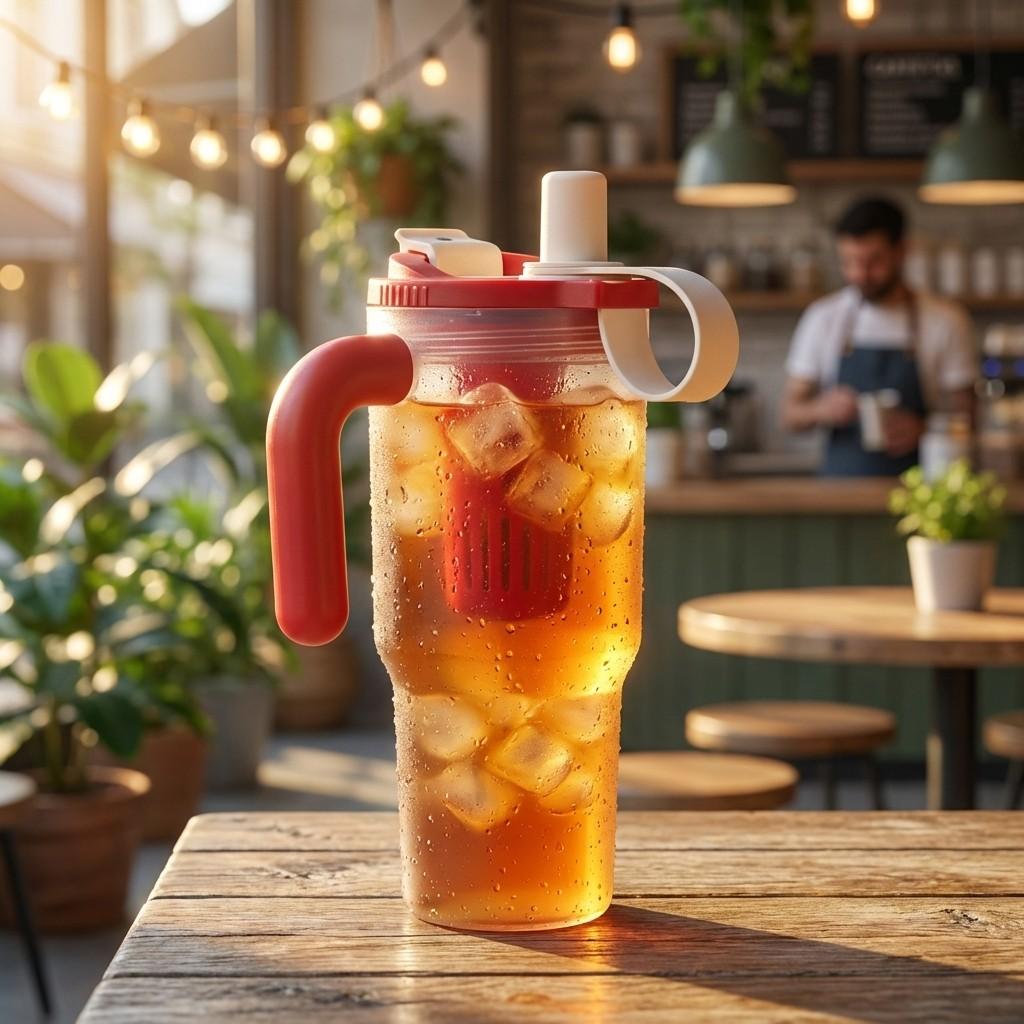 Sport Portable Drinking Bottle Transparent Plastic Water Cup With Straw&Strainer Travel Large Capacity Heat-resistant Tumbler