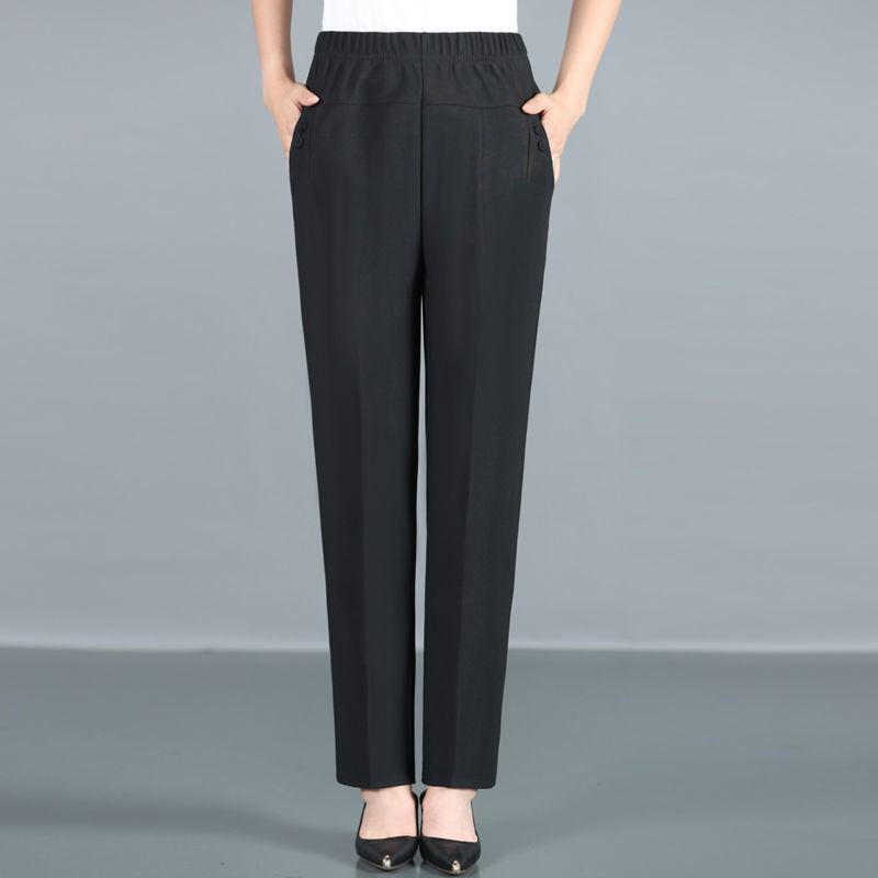 Women s Middle-aged and Elderly Pants, Women s Straight-leg Pants, Middle-aged Mother Pants, Plaid Pants, Plus Size Women s Pants 3XL
