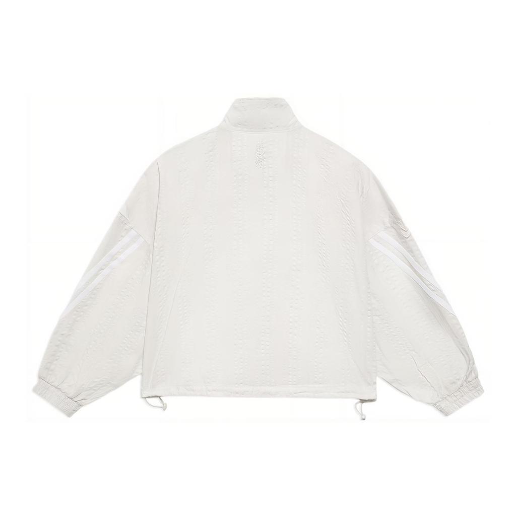 Li Ning Plain Letter Logo Striped Zipper Stand Collar Casual Jacket Women Jackets Cloud-White AFDS344-2