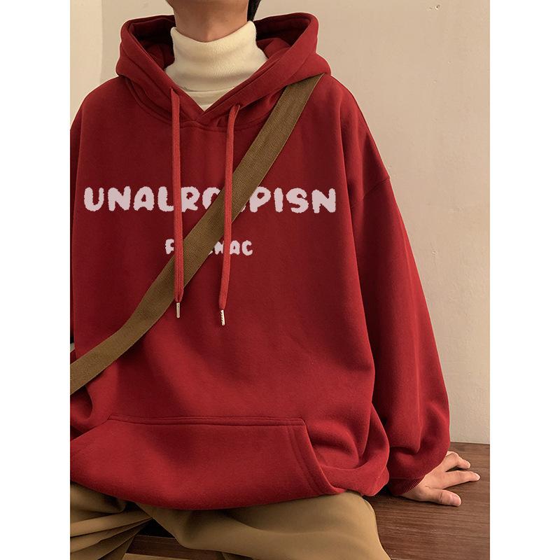 Hooded Sweater Mens Autumn and Winter Trendy Brand Velvet Couple Sweater American Comfortable Fit Coat M