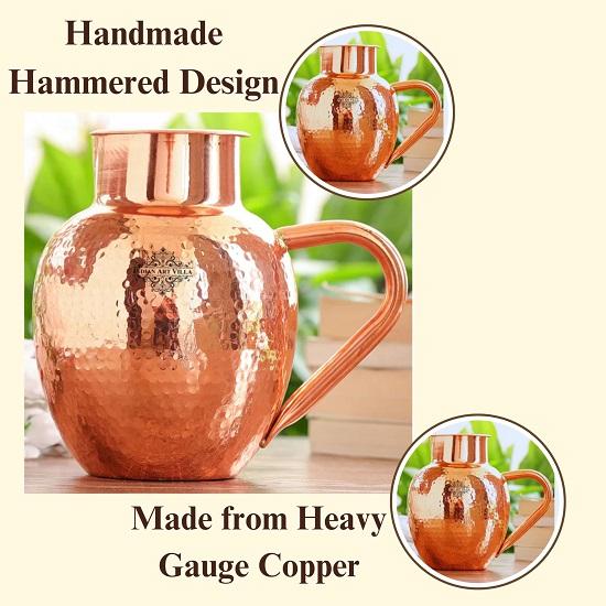 Royal Surahi Design Copper Jug  (1600ml) Water Storage & Serving Health Benefits