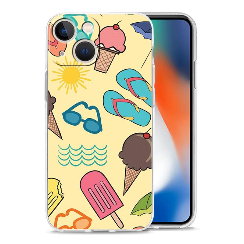 Phone Case For iPhone 17 Air Cases iPhone 16 15 12 13 14 Pro Max SE 7 8 Plus iPhone11 Clear Cover Fruit Juice Flower Pattern
