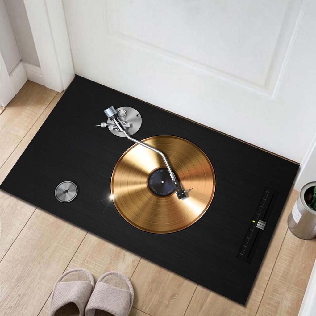 Retro-Musik-CD-Design Rutschfeste Bedruckte Fußmatte - Langlebig & Stilvoll für Wohnzimmer, Schlafzimmer, Spielzimmer, Waschküche, Eingangsbereich