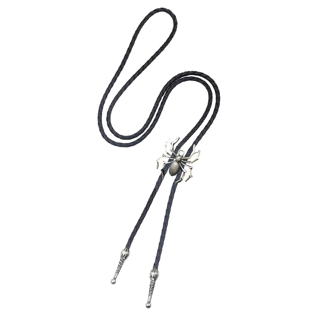 Western Cowboy Leather Cord Bolo Tie Vintage Cowboy Accessory Metal Scorpion Animal Pendant Necktie Necklace for Men