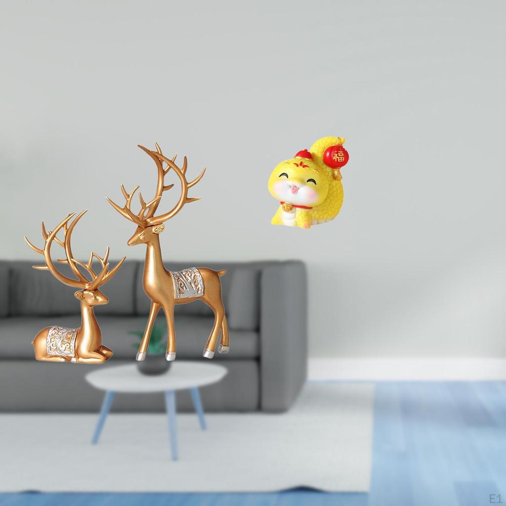 European Reindeer Sculpture And Cartoon Snake Figurine Collectable Ornament for Tabletop Shelf