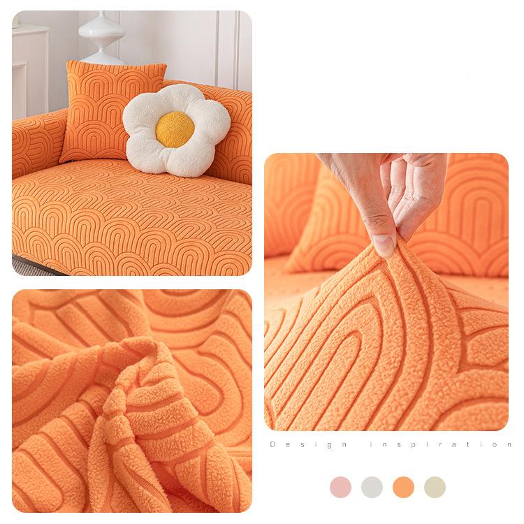 

Жаккардовый чехол для дивана, однотонный противоскользящий чехол для дивана различных размеров, плюшевый, мягкий пылезащитный чехол для домашнего декора гостиной 2 Seat оранжевый