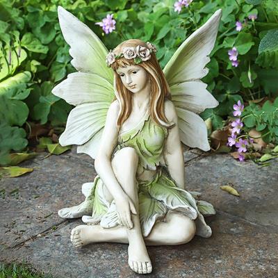Garden Girl Flower Fairy Resin Statue: European Creative Ornament for Home, Courtyard, or Villa Decoration.