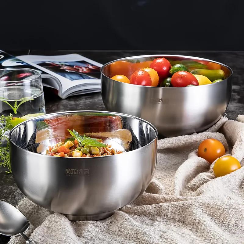 Eco-friendly Double Layer Anti-Rust Stainless Steel Classic Bowl Thermal Insulation Kitchen Flatware Food Storage Container