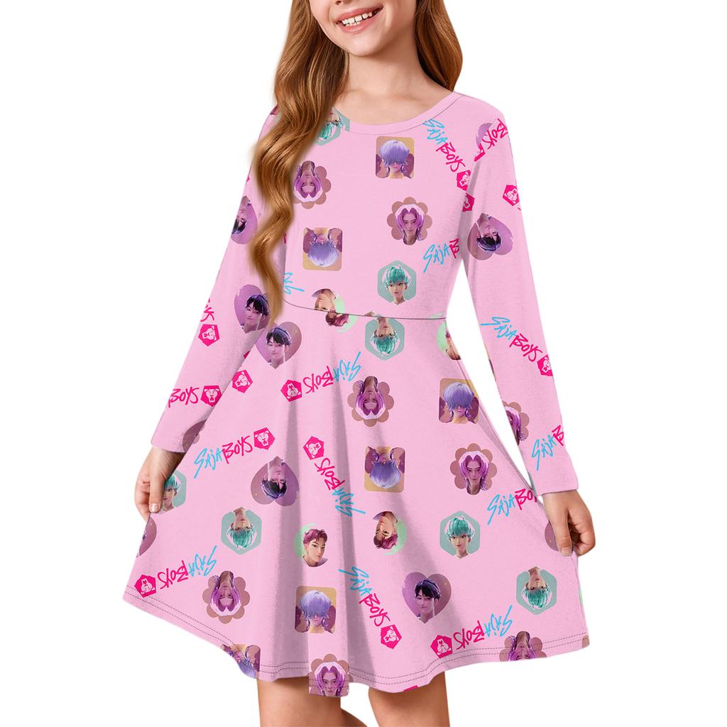Girls' Princess Dress - Long Sleeve A-Line T-Shirt Dress