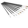 9Pcs Painting Brush Long Rod Nylon Gouache Watercolor Oil Acrylic Artist Paint Tools Black