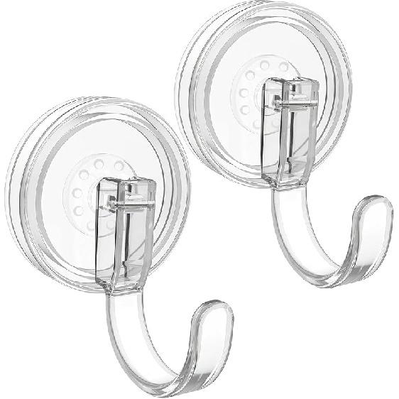 Clear Wreath Hanger, 22 LB Strong Suction Cup Wreath Hooks, Wreath Door Hanger Fall Halloween Christmas Decorations, Welcome Sign for Front Door Clear - 2 Pack