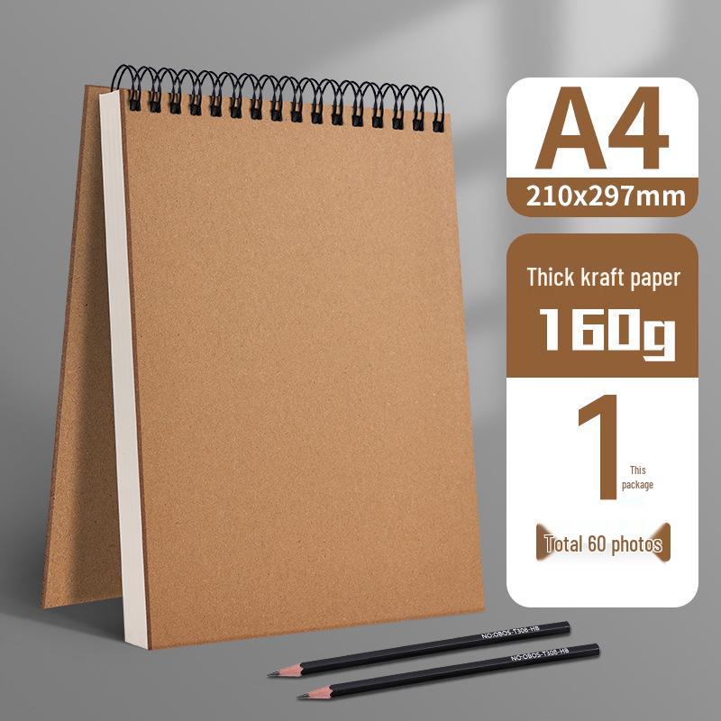 Top-Bound 8K Thick 160g A4 Blank Sketchbook, Coil Binding, 16K Art Drawing & Painting Book.
