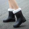 Damen Mid-Calf Regenstiefel Gummischuhe Winter Regenstiefel Baumwollgefüttert Warmhaltend Wasserdicht Damen Rutschfeste Schuhe