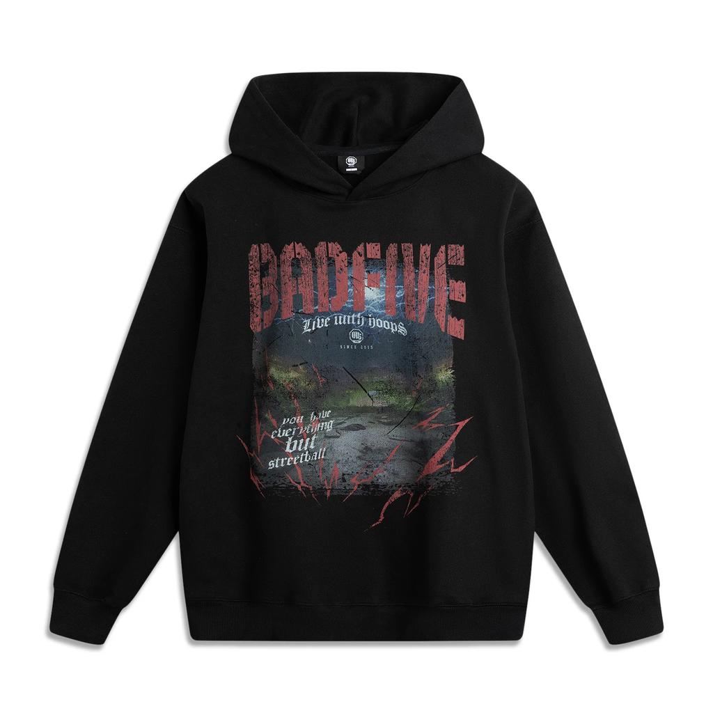 Li Ning Basketbalová série Bad Five Potisk písmen Měkká Prodyšná Všestranná Volná Mikina Pánské mikiny AWDV189-1