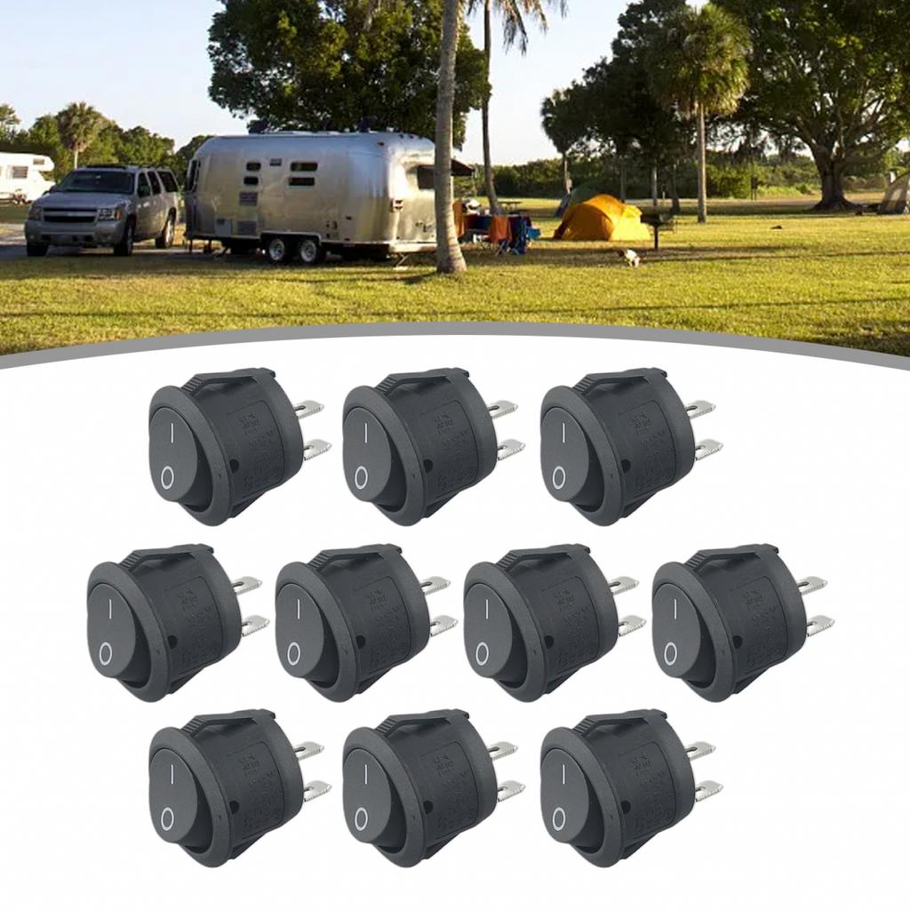 10PCS New 23mm Diameter 12V Lip Small Round Rocker Switch Black 2 Pin ON-OFF