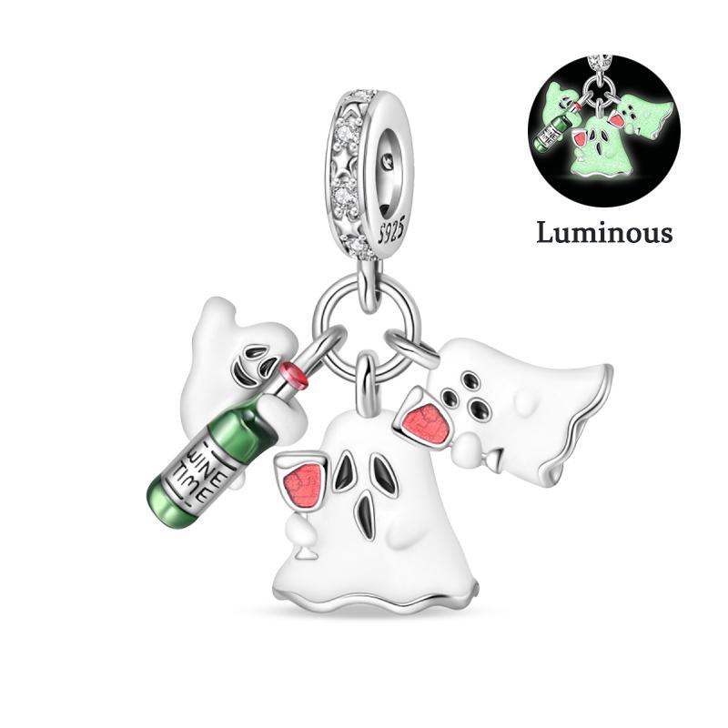 100% Copper Luminous Skeleton Ghost Clown Halloween Series Charms Beads Fit Pan Style 3Mm Diy Fine Jewelry Making