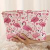 1pc Flamingo Heart Pattern Makeup Bag Portable Cosmetic Organizer Zipper Storage Pouch Floral Accents Travel Cosmetic Bag