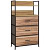 Industrial-style Storage Unit with 3 Removable Fabric Drawers and 2 Shelves - 60 X 29 X 101cm - MDF and Metal