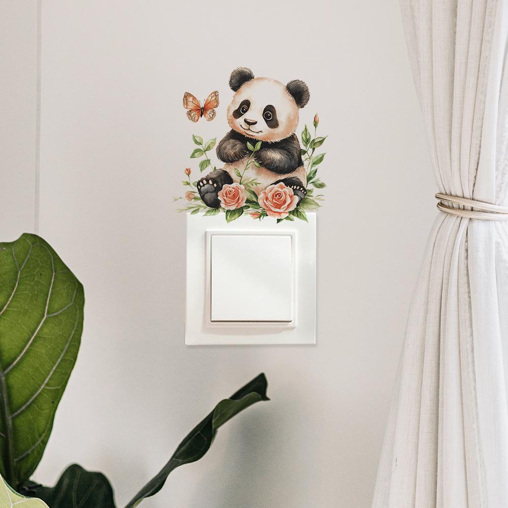 Cartoon Niedlicher Panda Schlafzimmer Wohnzimmer Schalter Heimhintergrund Verschönerung Wandaufkleber