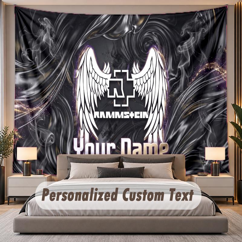 Custom Name Text Tapestry Rammstein Personalized Polyester Wall Tapestry For Bedroom And Room