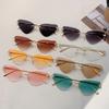 Retro Metal Rimless Triangle Sunglasses Women Luxury Brand Beach Gradient Sun Glasses Ladies Fashion Decor Pink Shades