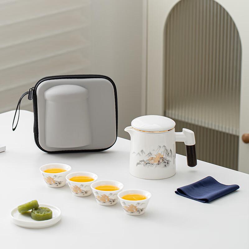Meijin Mutton-fat Jade White Porcelain Travel Tea Set