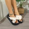 Fashion Summer Bow Knot Crystal Decor Slippers for Women Thick Sole Pu Leather Sandalias Woman 2025 Casual Lightweight Slippers Mujer