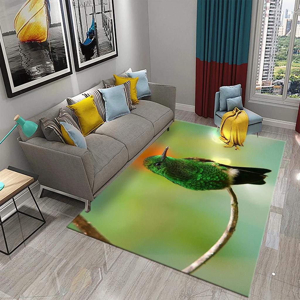 3D Cute Bird Carpet Beautiful Animal Forest Rug for Living Room Bedroom Sofa Kitchen Bathroom Doormat Non-slip Floor Decor Mat
