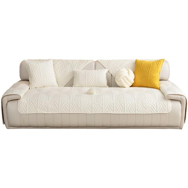Plush Sofa Cushion Winter Sofa Cover Towel Thickened Sofa Cushion Simple Cream Style Non-Slip Sofa Cover Cloth