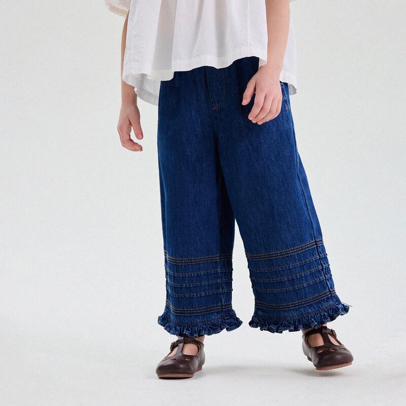 Girls  Korean Style Ruffle Cotton Wide-Leg Pants 90