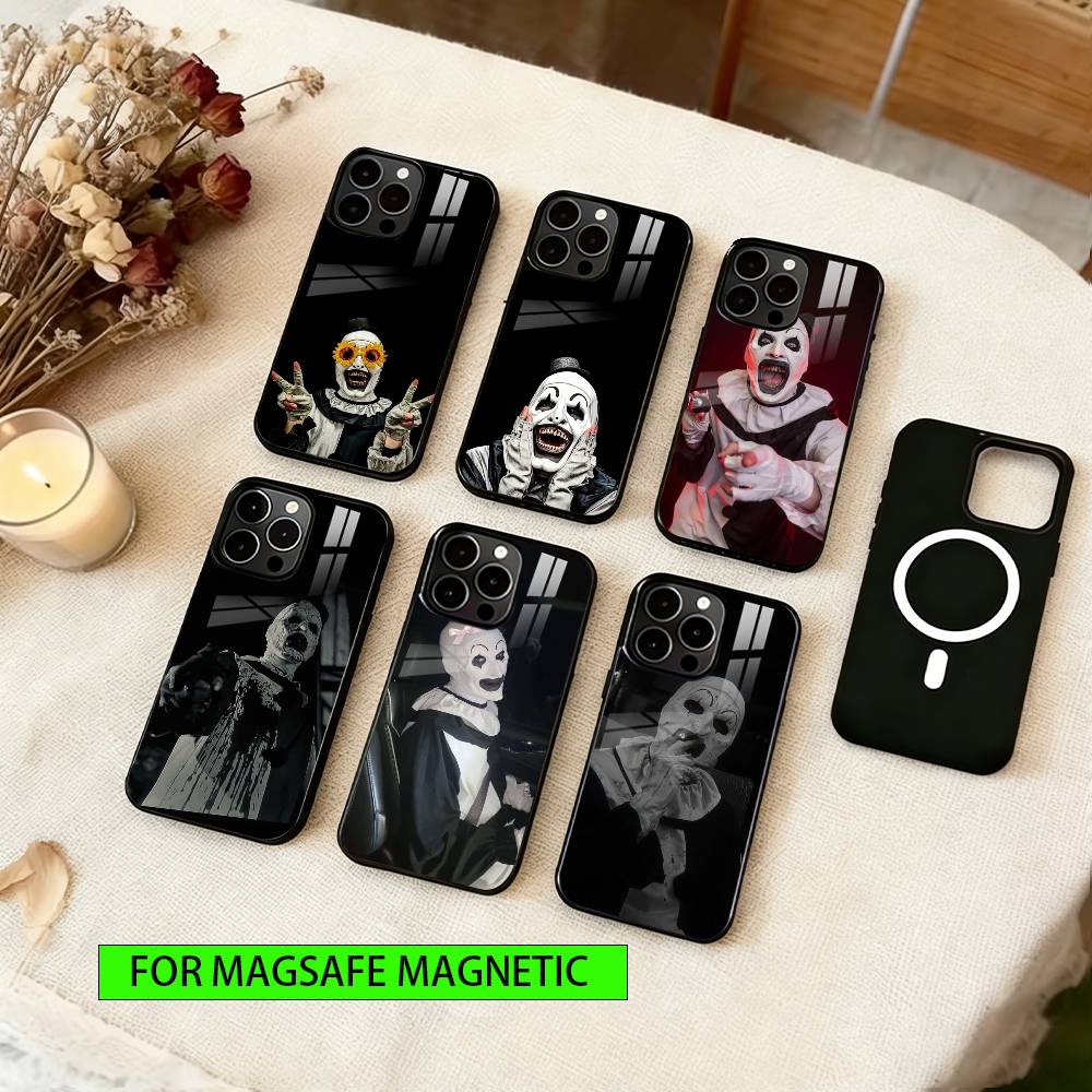 Horror Art the Clown Funny Phone Case For iPhone17,16,15,14,13,12,11 Plus,Pro Magnetic For Magsafe Wireless Charging