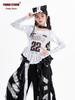 Girls' Trendy Jazz Hip Hop Dance Outfit - Long Sleeve T-shirt & Trousers for Street Dance Performance