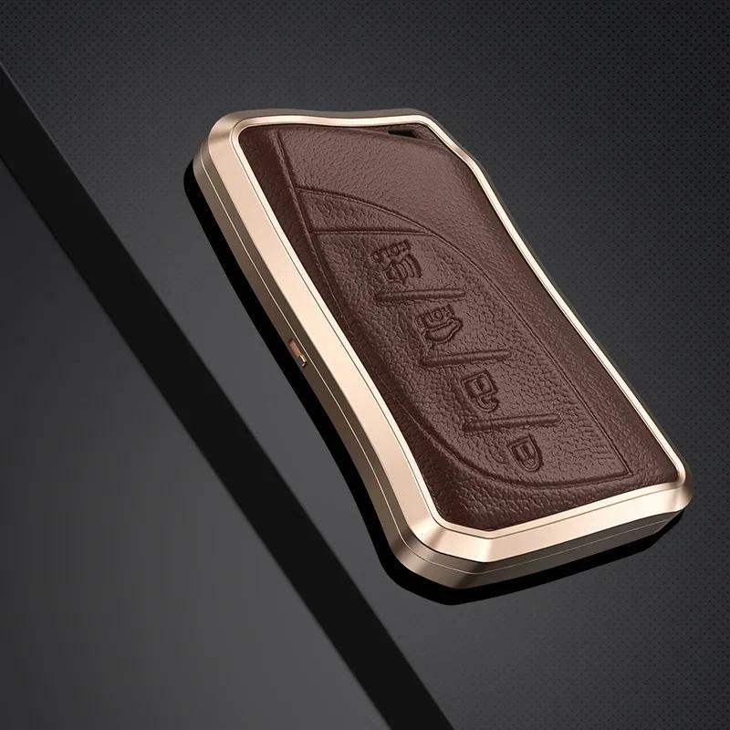 Alloy Leather Car Key Cover Shell For Lexus Es Nx Gs Rx Ux250 Ux260 Es350 3/4 Button Remote Holder Auto Accessories