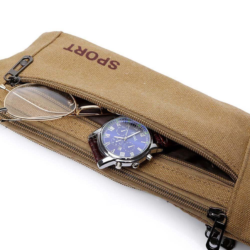 Casual Solid Color Canvas Outdoor Waist Belt Bag Canvas Bags Money Pouch Chest Bag Waist Packs