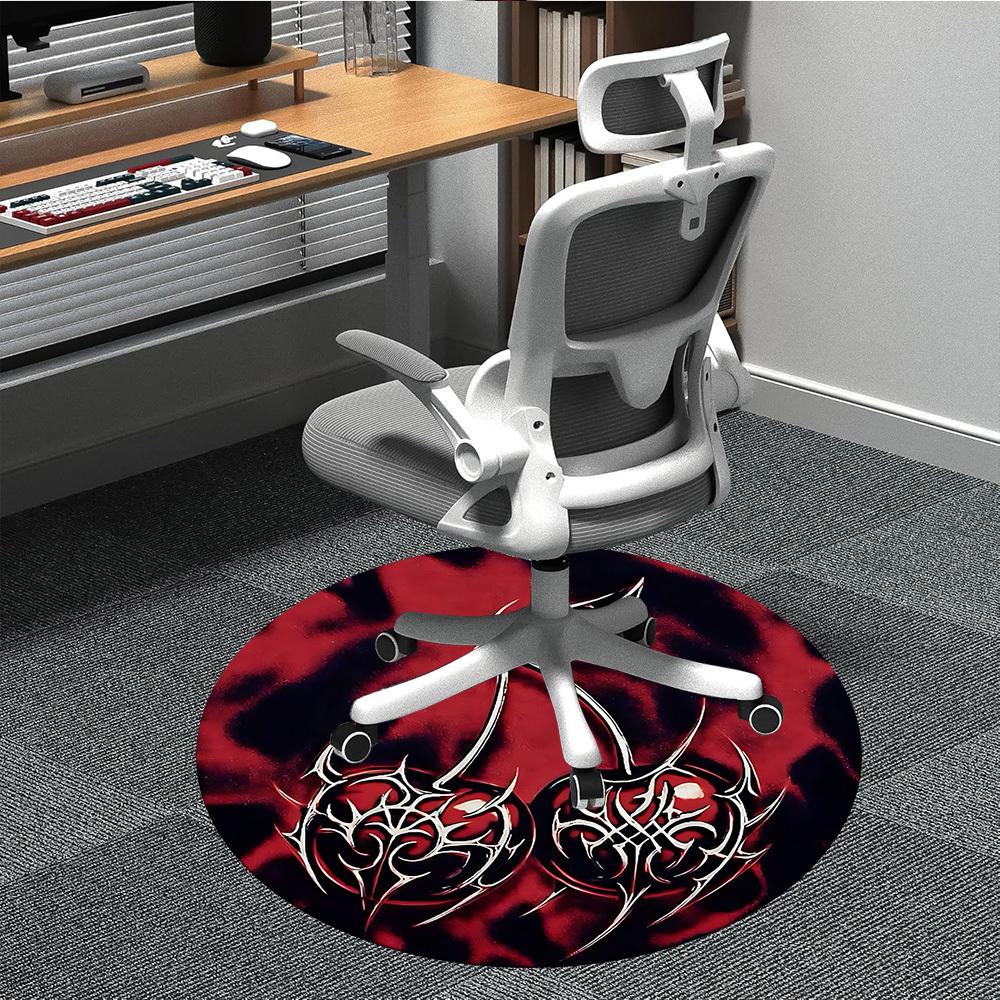 

1PC Heart Cherry Office Round Area Rug, Indoor Mat Suitable For Office, Under Office Chairs Bedroom Living Room Home Decor, Room Deco 041 80cm by 80cm