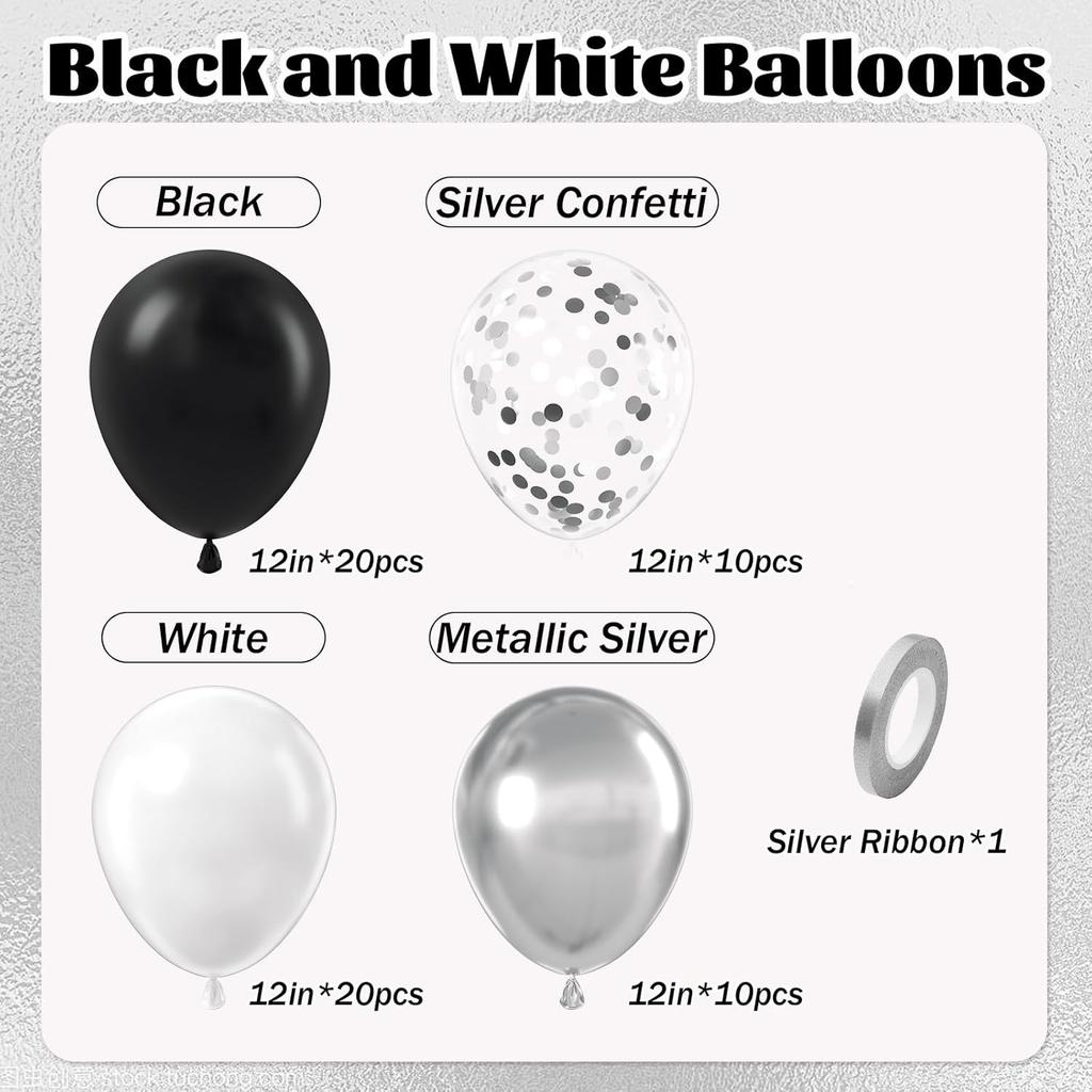 12inch 60pcs multi-color latex balloon set with confetti, suitable for weddings, birthdays, pop parties, bridal showers