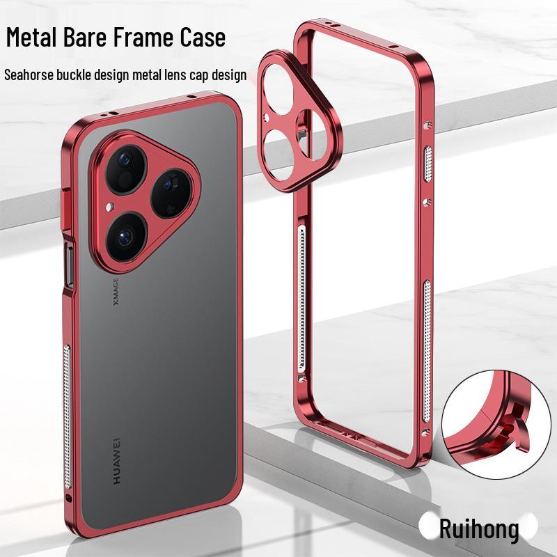 

Suitable Pura80 Metal Seahorse Buckle Phone Case: Drop-proof, Heat Dissipating Supercar Frame with Lens Protection Cover. Huawei Pura 80 Pro