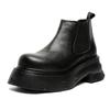 Men's Black thick soled boots Trendy minimalist style Work and office Autumn and Winter Outdoor Young leather shoes New Hot