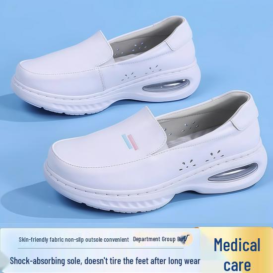 Women's Genuine Leather Breathable Nurse Shoes with Soft Air Cushion Sole