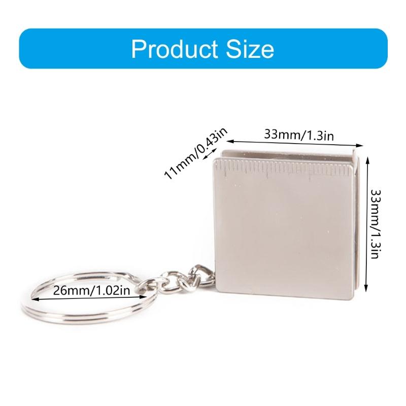 Light Weight Measuring Tape With Secure Keychain And Flexible Steel Blade Construction Retractable Ruler