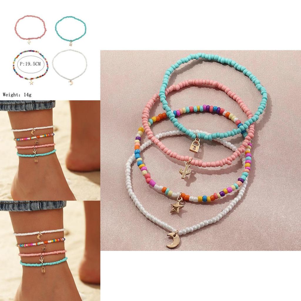 Bohemian Style Ankle Decor With Gemstoneinlaid Pendants For Women Gift Idea