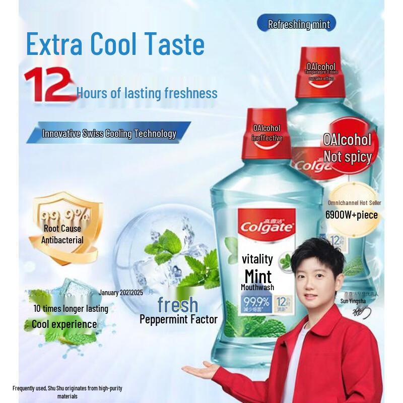 Colgate Cool Mint Alcohol-Free Fluoride Mouthwash