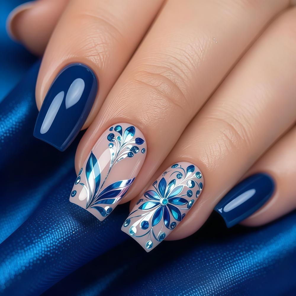 Summer Sweetheart Handmade Short Coffin Press On Nails Dreamy Stars Moon Colorful Cute Fake Nails For Girls